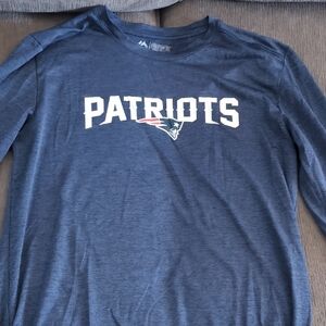 Majestic Blue Patriots Long Sleeve Tee